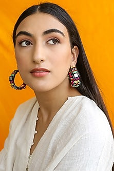 Multi-Colored Hand-Embroidered Earrings