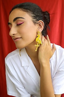 Yellow Mirror Handcrafted Earrings