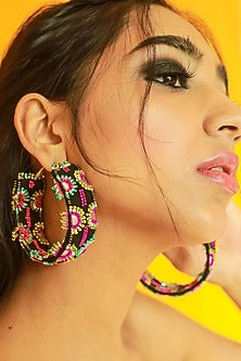 Multi-Colored Beaded Hand-Embroidered Earrings
