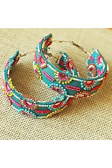 Multi-Colored Cotton Hoop Earrings