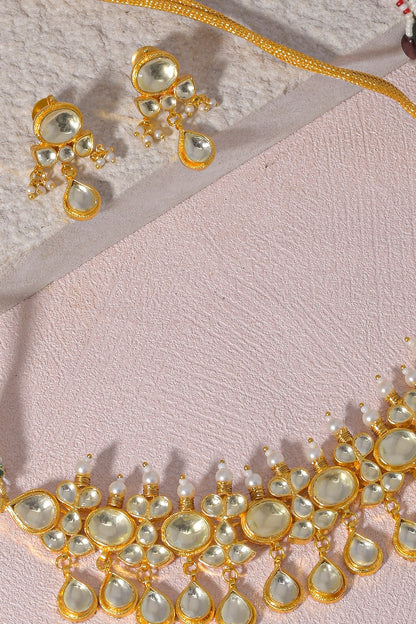 Geometric Kundan Embellished Choker Necklace Set 