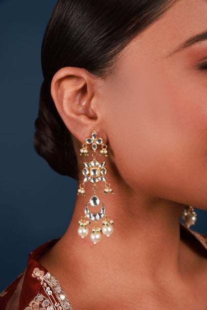 Kundan Embellished Necklace & Earrings Set 