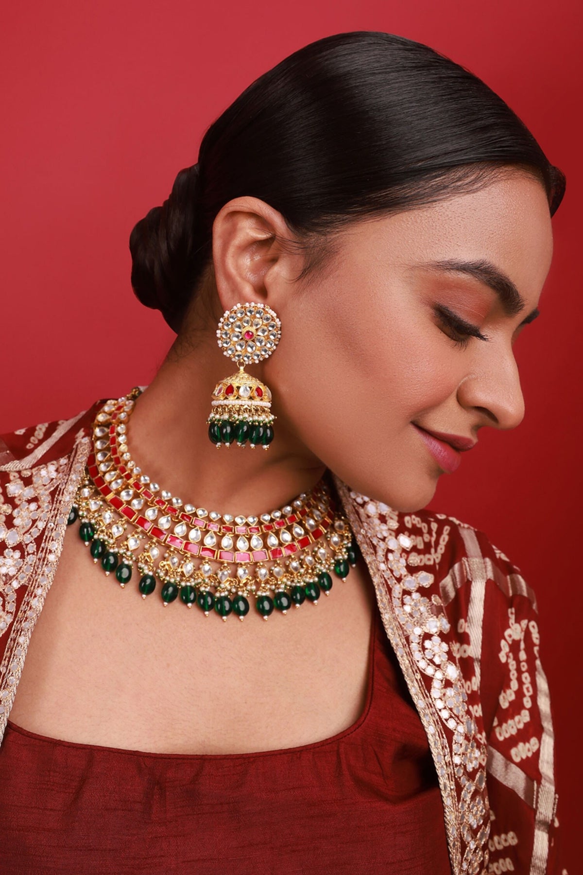 Geometric Pattern Choker Necklace Set 