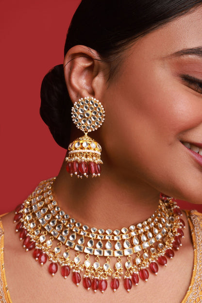 Kundan Work Choker Necklace Set 