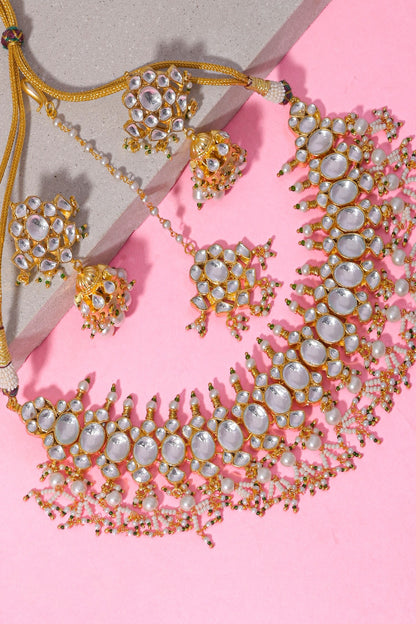 Cut Work Choker Necklace Set 