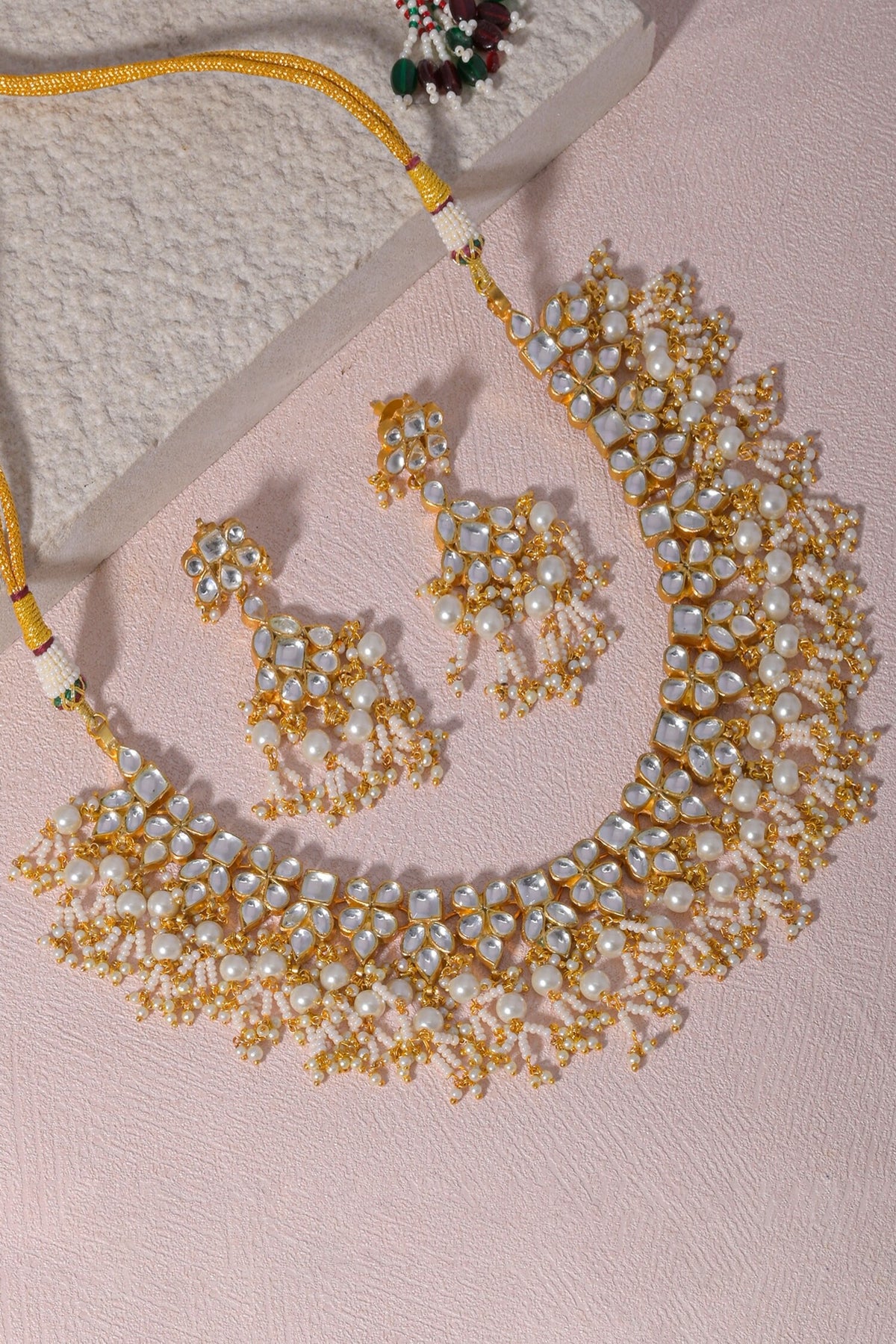 Floral Cut Work Choker Necklace Set 