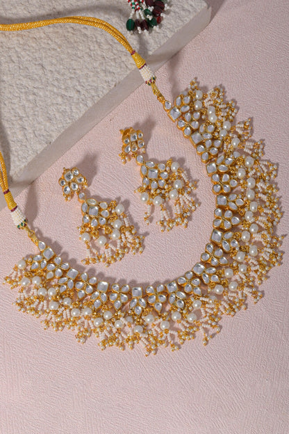 Floral Cut Work Choker Necklace Set 