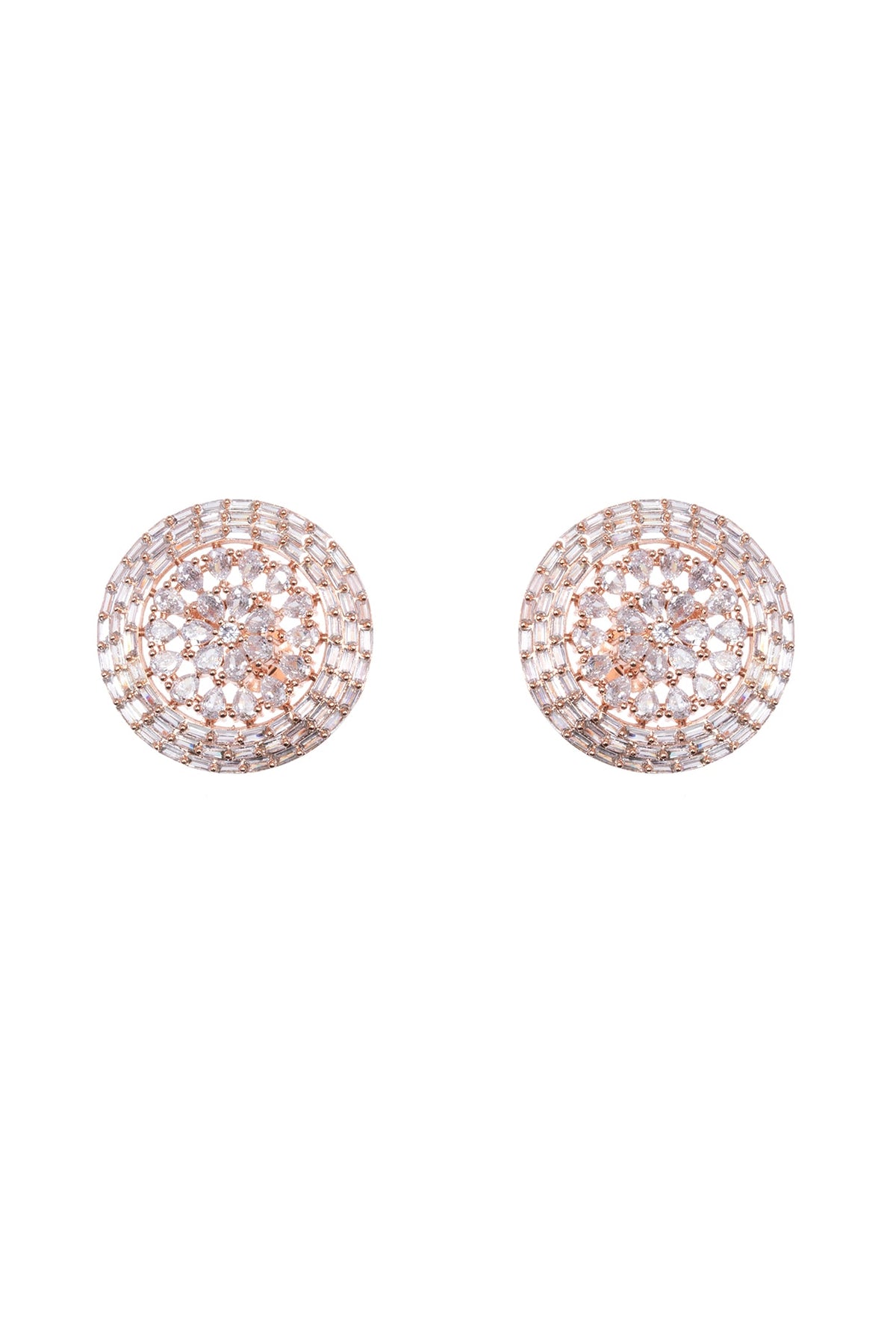 Rose Gold Finish Diamond Stud Earrings