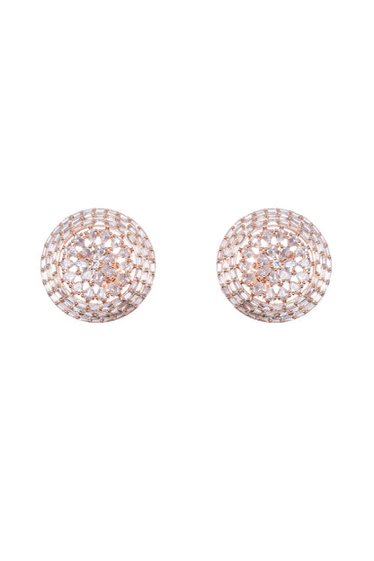 Rose Gold Finish Diamond Stud Earrings