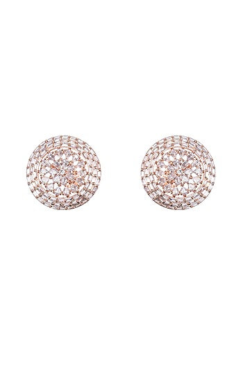 Rose Gold Finish Diamond Stud Earrings
