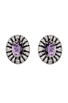 Black Rhodium Finish CZ Diamond Stud Earrings