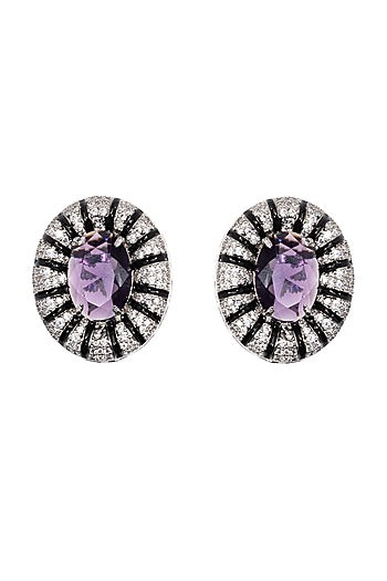 Black Rhodium Finish CZ Diamond Stud Earrings