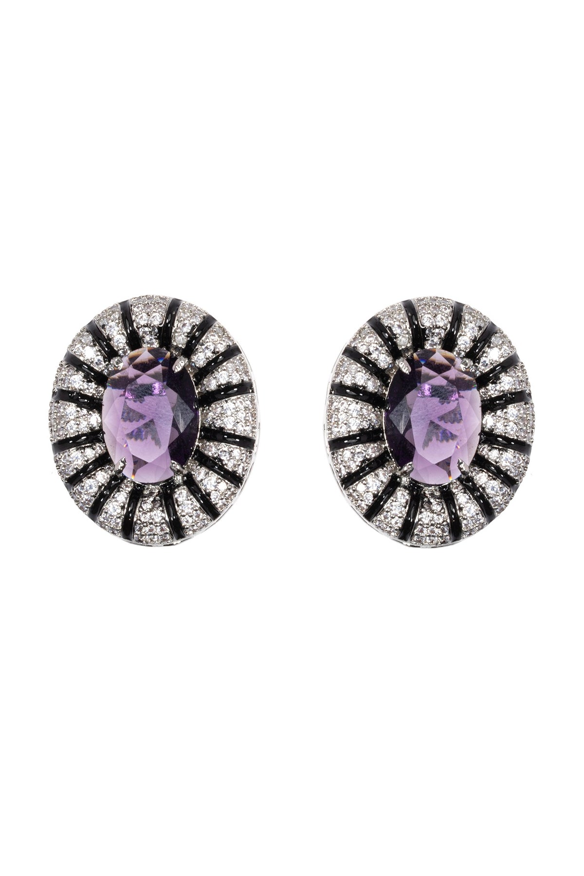 Black Rhodium Finish CZ Diamond Stud Earrings