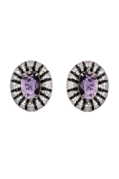 Black Rhodium Finish CZ Diamond Stud Earrings