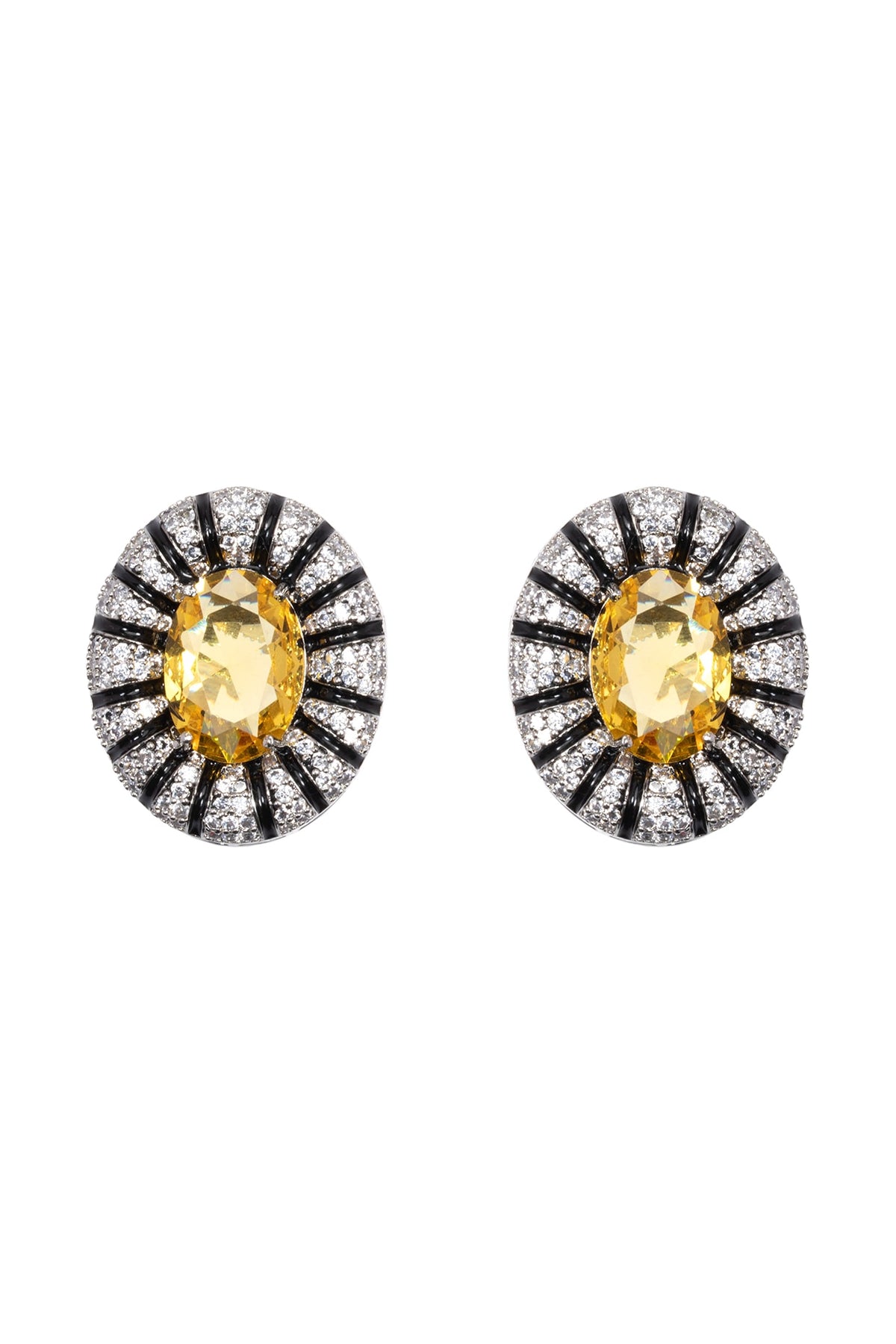 White Finish CZ Diamond Stud Earrings