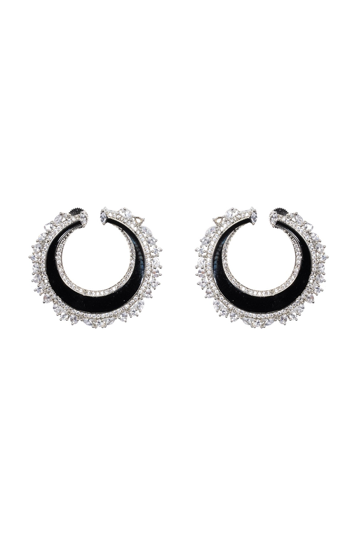 White Finish CZ Diamond Enamelled Dangler Earrings