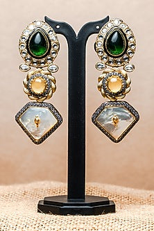 Two-Tone Finish Moissanite Polki & CZ Diamond Dangler Earrings