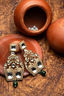 Gold Finish Jadau Dangler Earrings