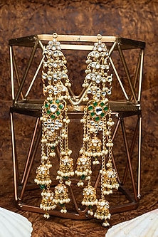 Gold Finish Jadau Dangler Earrings