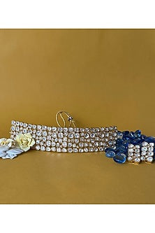 Gold Finish Moissanite Polki Choker Necklace Set