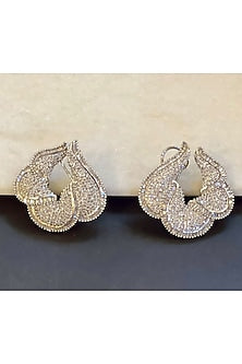 White Finish CZ Diamond Stud Earrings