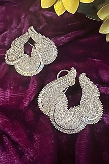 White Finish CZ Diamond Stud Earrings