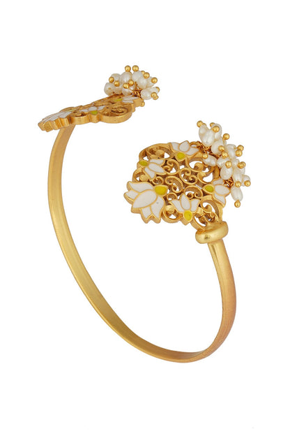 Glory Lotus Motif Cuff Bracelet 