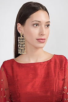 Gold Plated Temple Style Long Earrings