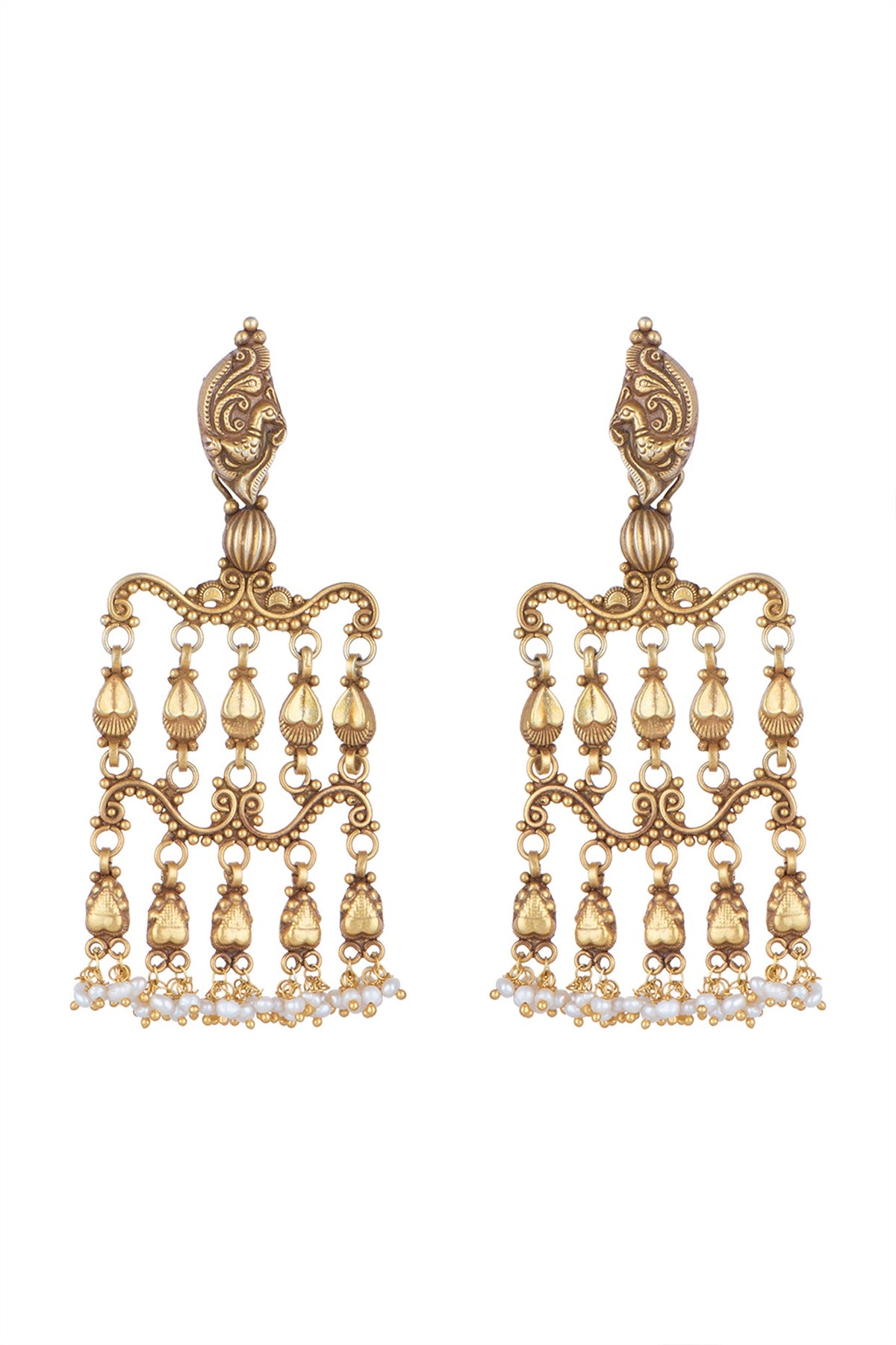 Gold Plated Temple Style Earrings