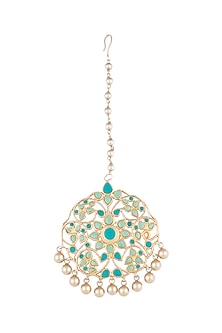 Gold Plated Turquoise Stone Maang Tikka