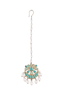 Gold Plated Pearl & Stone Maang Tikka