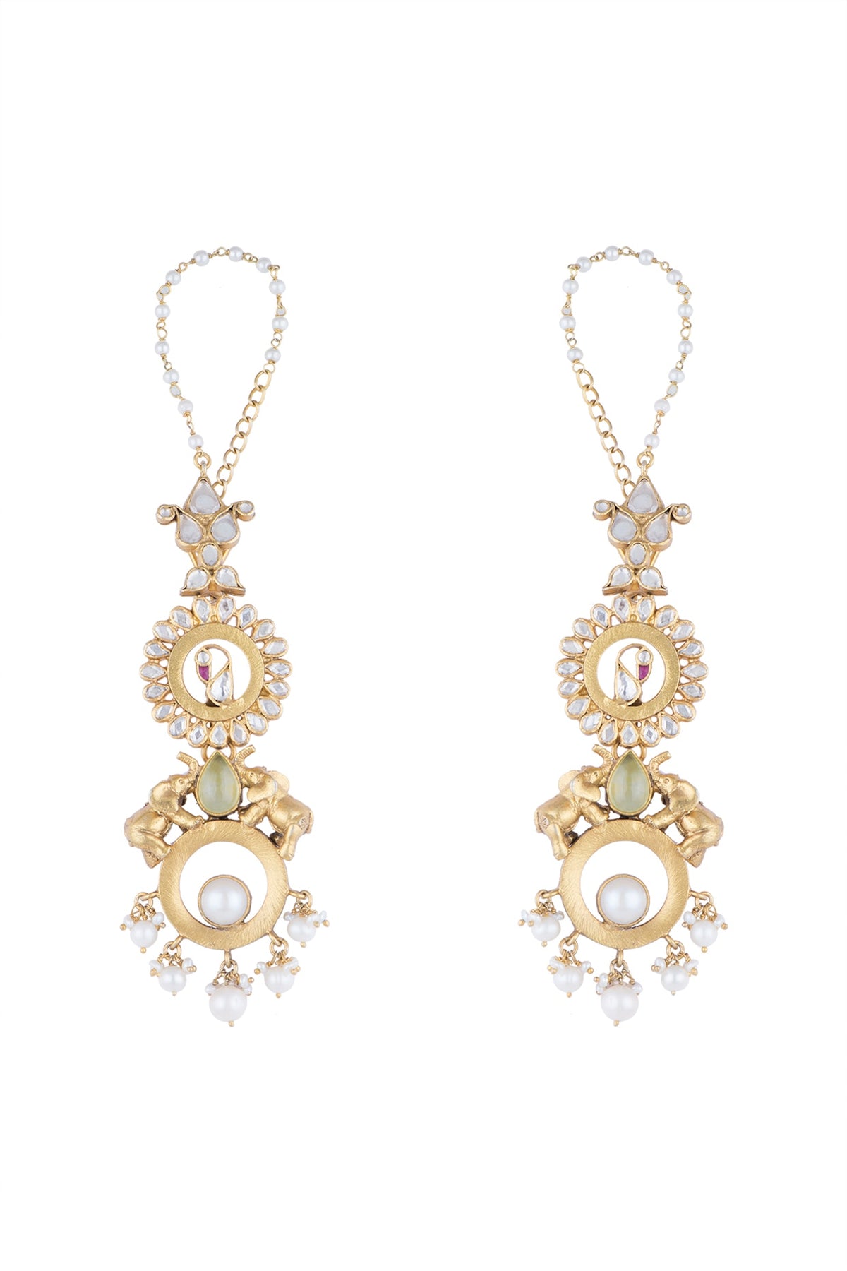 Gold Plated Elephant & Stones Earrings