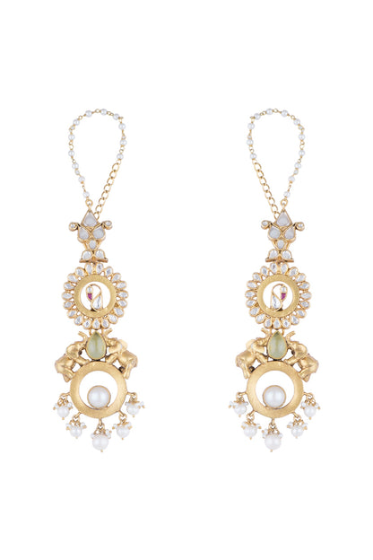 Gold Plated Elephant & Stones Earrings