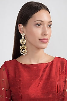 Gold Plated Elephant & Stones Earrings