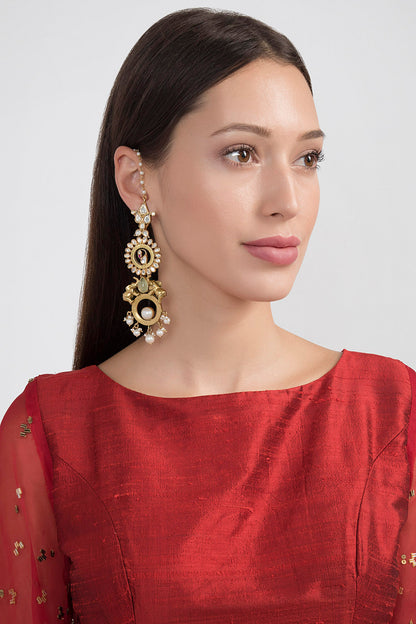 Gold Plated Elephant & Stones Earrings