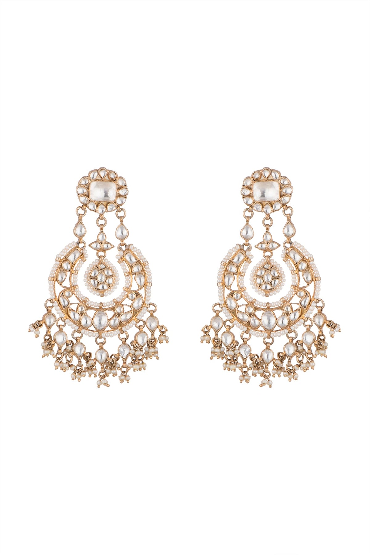 Gold Plated Kundan Chandbali Earrings