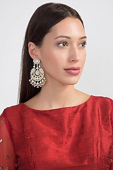 Gold Plated Kundan Chandbali Earrings