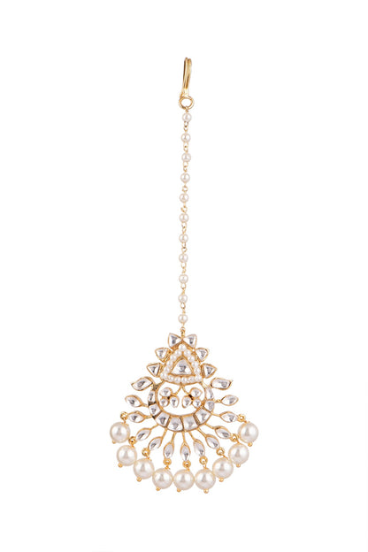 Gold Plated Maang Tikka With Kundan