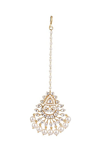 Gold Plated Maang Tikka With Kundan
