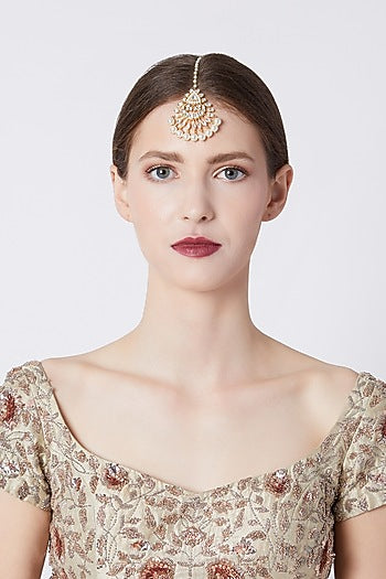 Gold Plated Maang Tikka With Kundan