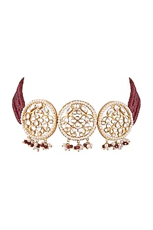 Gold Plated Red Stone Choker Necklace