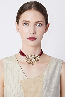 Gold Plated Kundan & Polki Choker Necklace
