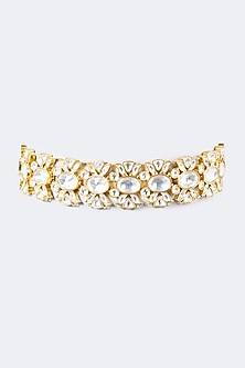 Gold Finish Choker Necklace With Kundan Polki