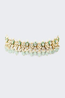 Gold Finish Beaded Choker Necklace