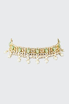 Gold Finish Pearl Choker Necklace