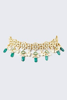 Gold Finish Kundan Polki Choker Necklace