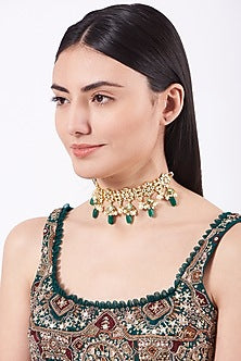 Gold Finish Kundan Polki Choker Necklace