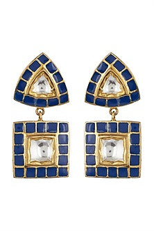 Gold Finish Enameled Earrings
