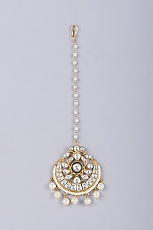 Gold Finish Kundan Polki Maangtikka