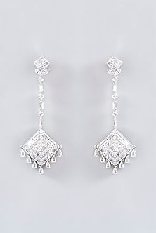 White Finish Zircon Dangler Earrings